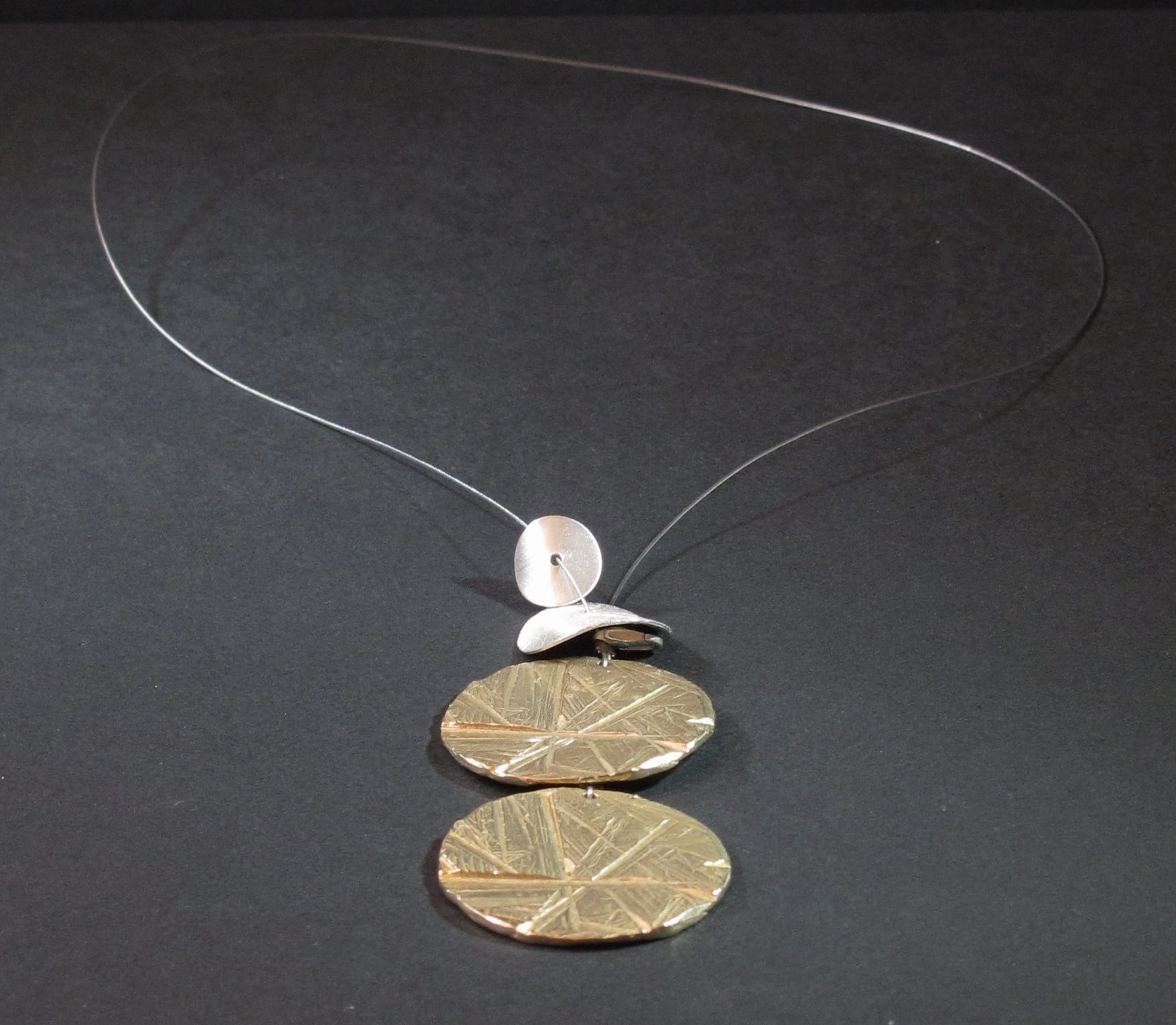 Collier 2 bronze argent fil acier
